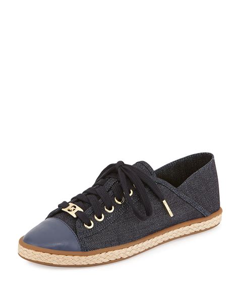 jeans blue lace up michael kors espadrille sneakers kristy|Michael Kors Lace Up Sneakers .